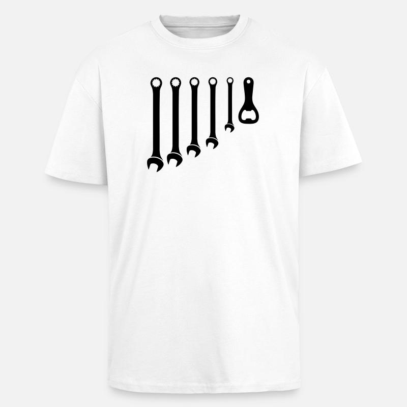 Werkzeug Set & Flaschenöffner Handwerker - Oversized Heavyweight Unisex T-Shirt - Weiß
