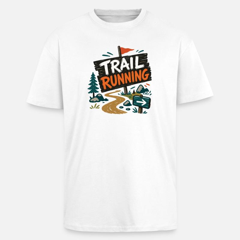 Course sur sentier - T-shirt unisexe oversize épais - blanc