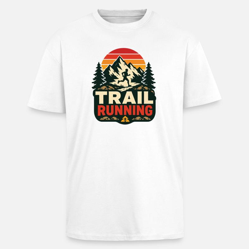 Course sur sentier - T-shirt unisexe oversize épais - blanc
