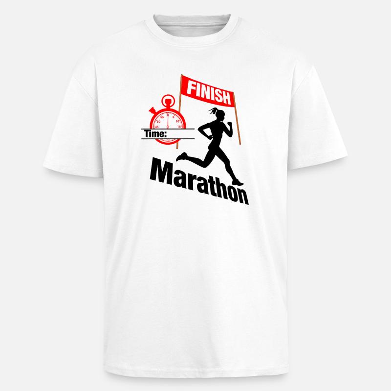 Coureuse marathonienne – Temps de course - T-shirt unisexe oversize épais - blanc