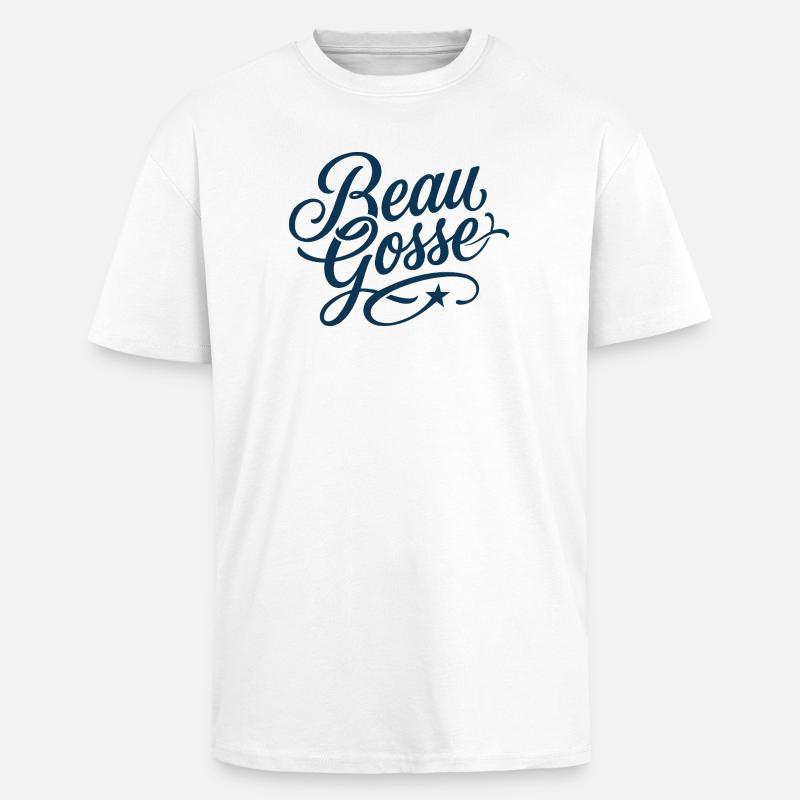 Beau Gosse Script Bleu - T-shirt unisexe oversize épais - blanc