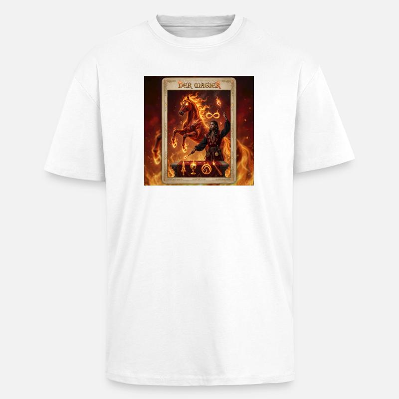 Feuriges Pferd, der Magier - Oversized Heavyweight Unisex T-Shirt - Weiß