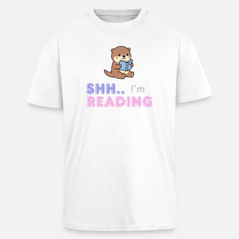 Otter Reading Buddy - T-shirt unisexe oversize épais - blanc