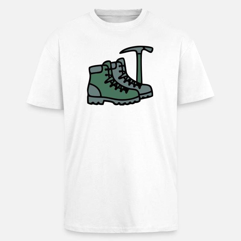 Wanderschuhe Eispickel Bergsteiger Alpen Wanderer - Unisex Oversized Heavyweight T-shirt - white