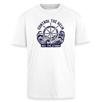 Control The Helm - Unisex Oversized Heavyweight T-shirt - white - Front - Alina (178cm) & Michal (187cm)