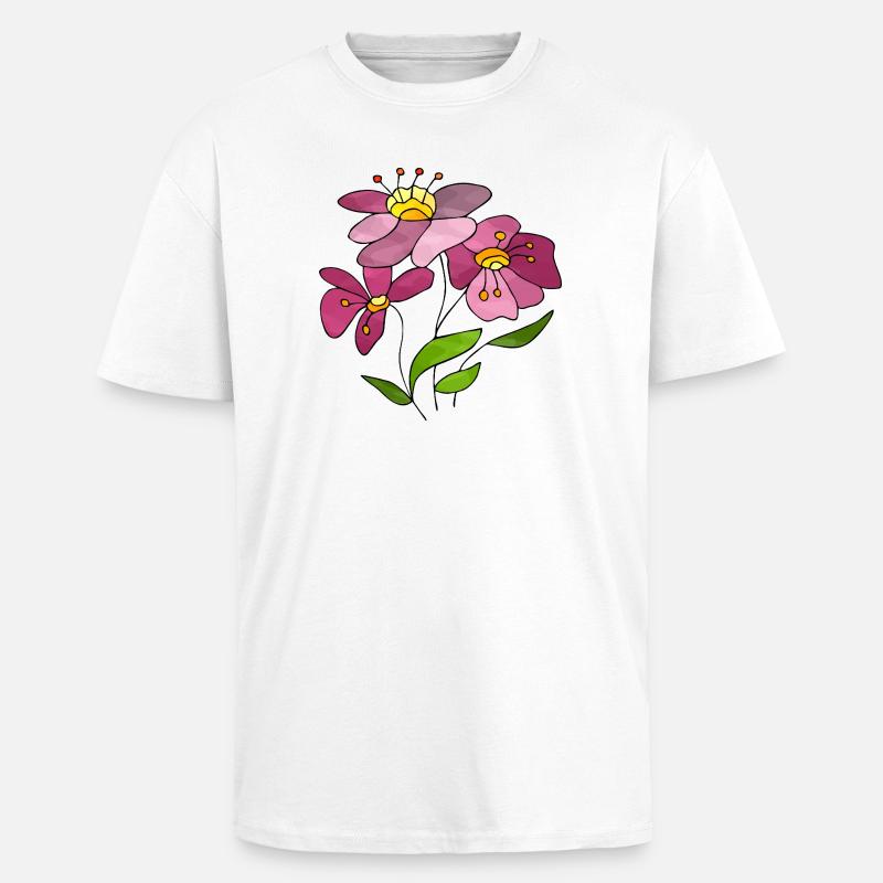 Fleur - T-shirt unisexe oversize épais - blanc