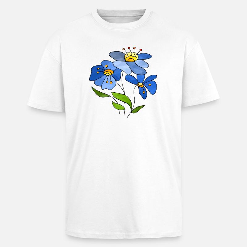 Fleur - T-shirt unisexe oversize épais - blanc
