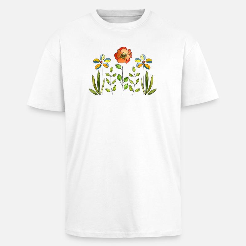 Fleur - T-shirt unisexe oversize épais - blanc