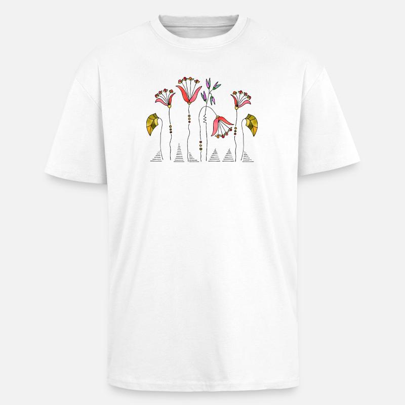 Fleur - T-shirt unisexe oversize épais - blanc