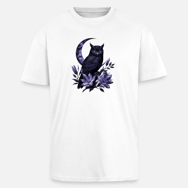 Nachtvogel Amethystblüten - Oversized Heavyweight Unisex T-Shirt - Weiß
