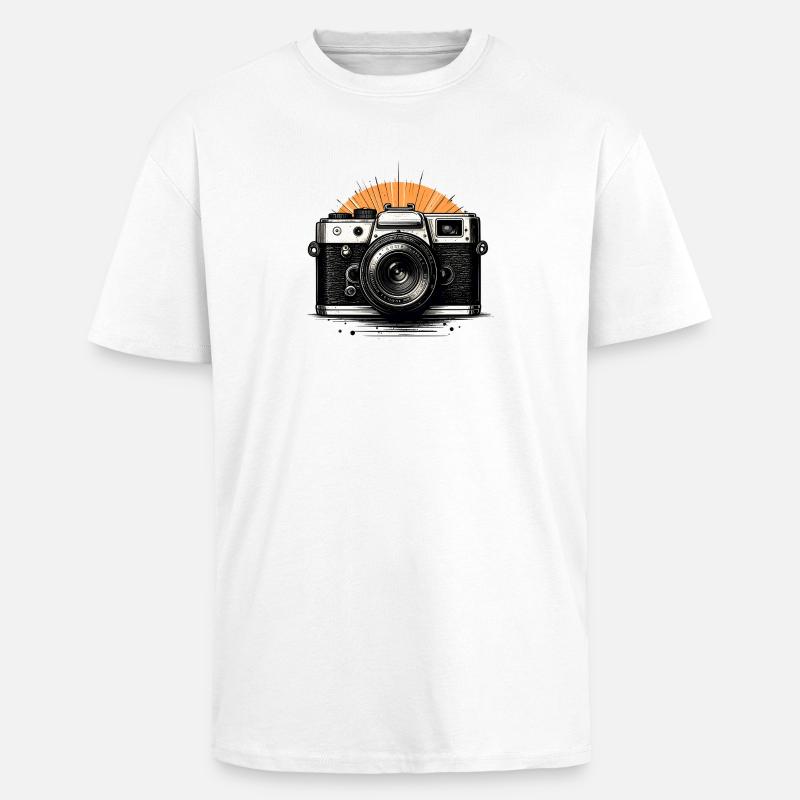 Caméra rétro Sunburst - T-shirt unisexe oversize épais - blanc