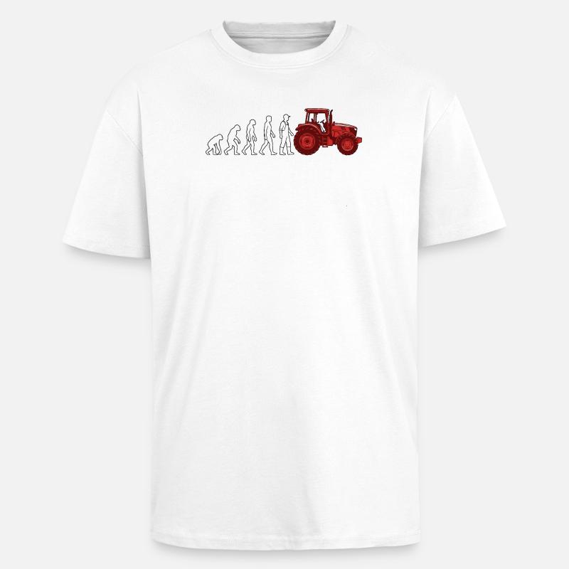 Evolution Farmer Farmer Traktor - Oversized Heavyweight Unisex T-Shirt - Weiß