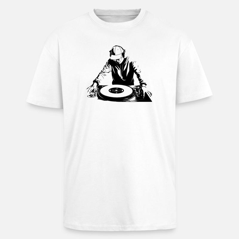 Dessin de DJ - T-shirt unisexe oversize épais - blanc