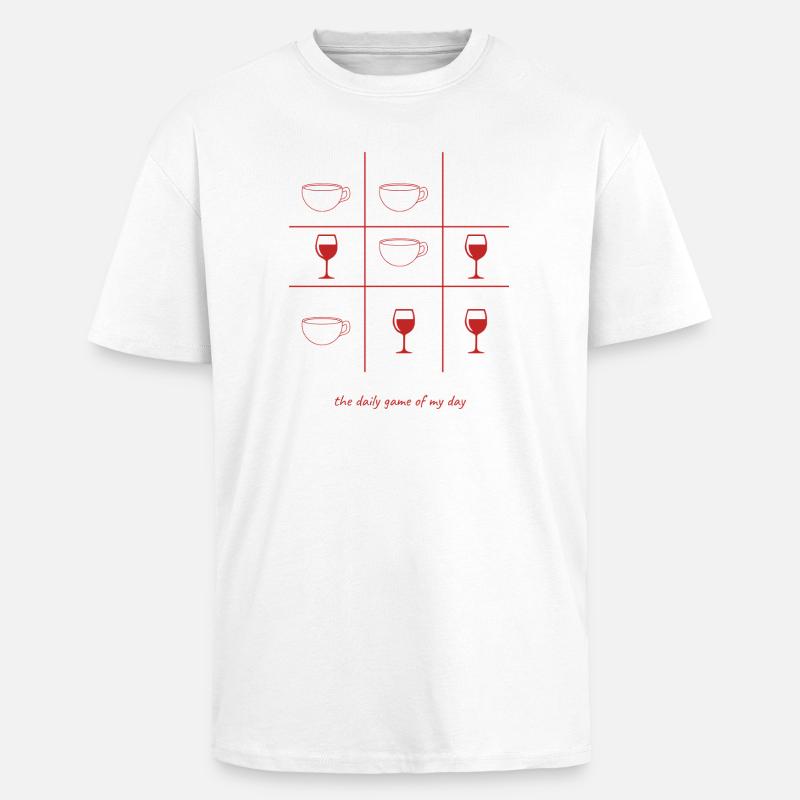 Kaffee oder Wein englisch - Oversized Heavyweight Unisex T-Shirt - Weiß
