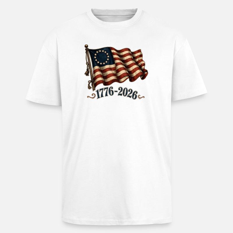 Drapeau du jubilé 1776–2026 - T-shirt unisexe oversize épais - blanc