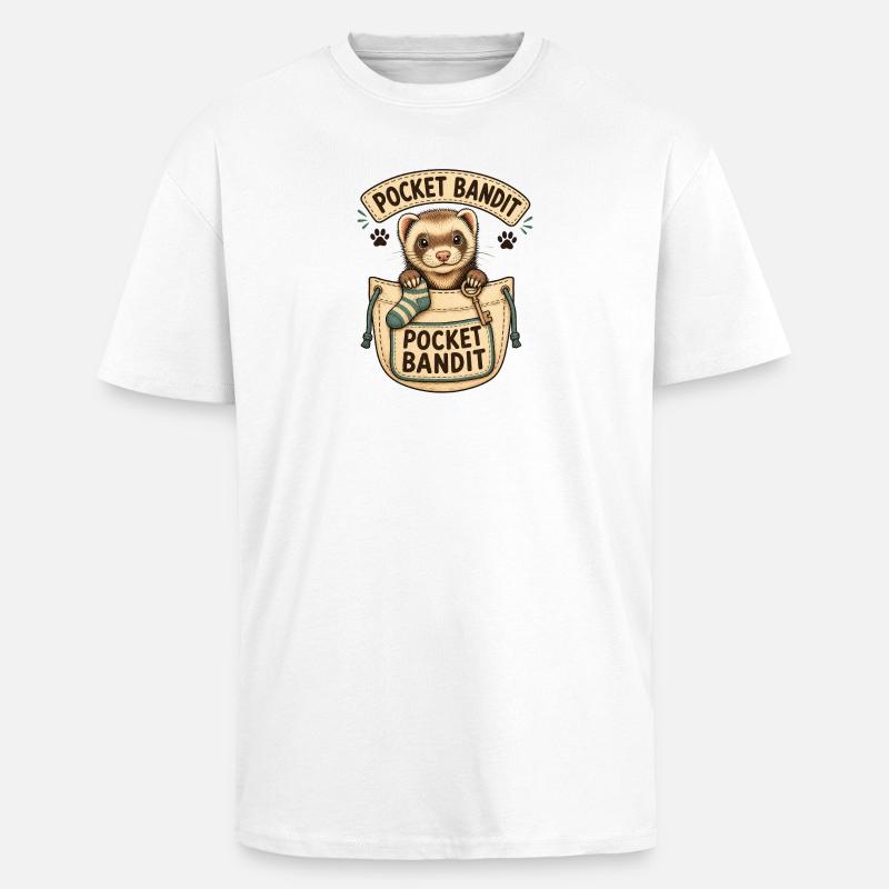 BANDIT DE POCHE - T-shirt unisexe oversize épais - blanc