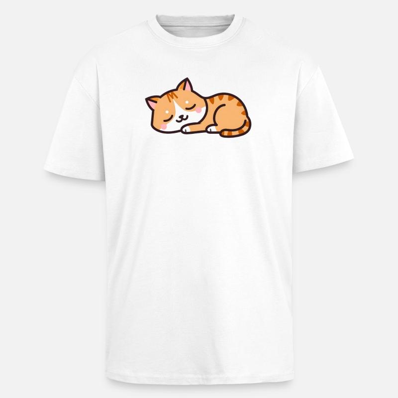 sleeping cat - Unisex Oversized Heavyweight T-shirt - white