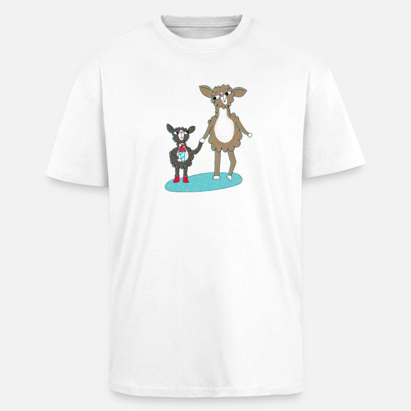Lama Einschulung - Oversized Heavyweight Unisex T-Shirt - Weiß