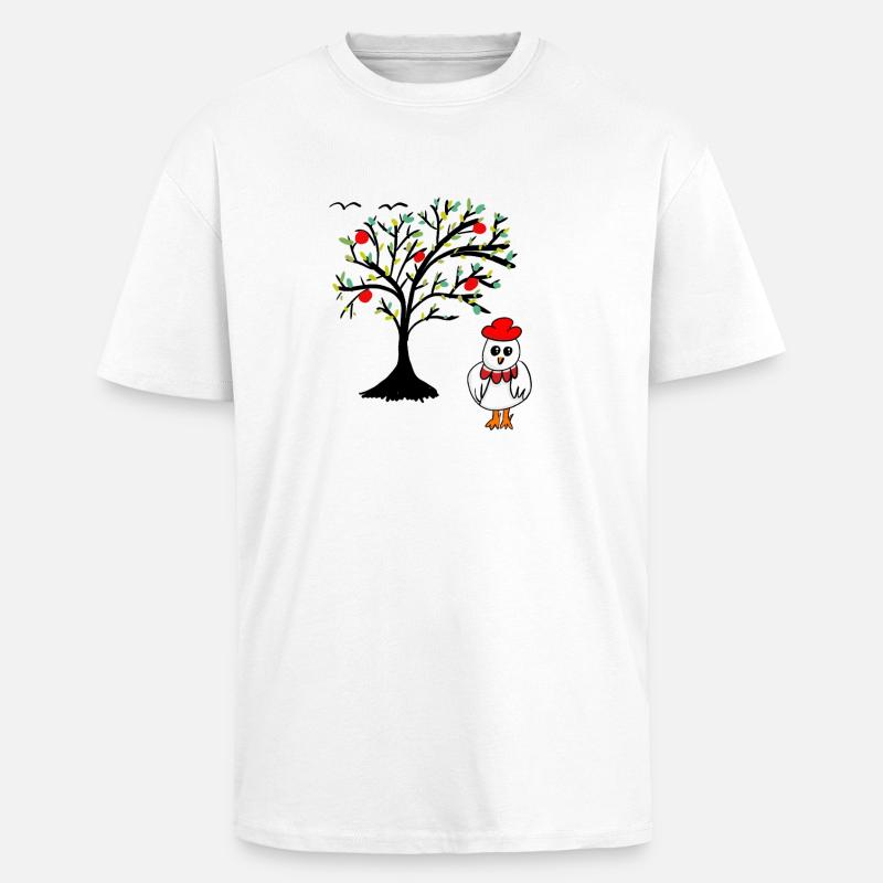 Apple Tree Chicken Hen Chickens Tree - Unisex Oversized Heavyweight T-shirt - white