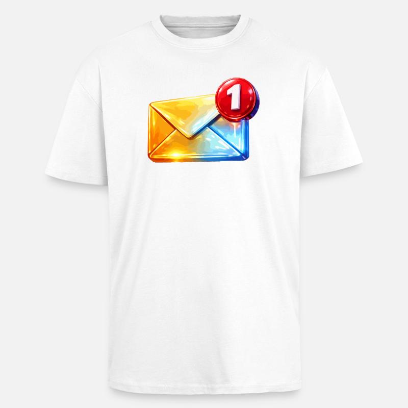 Erste Abzeichen-E-Mail - Oversized Heavyweight Unisex T-Shirt - Weiß