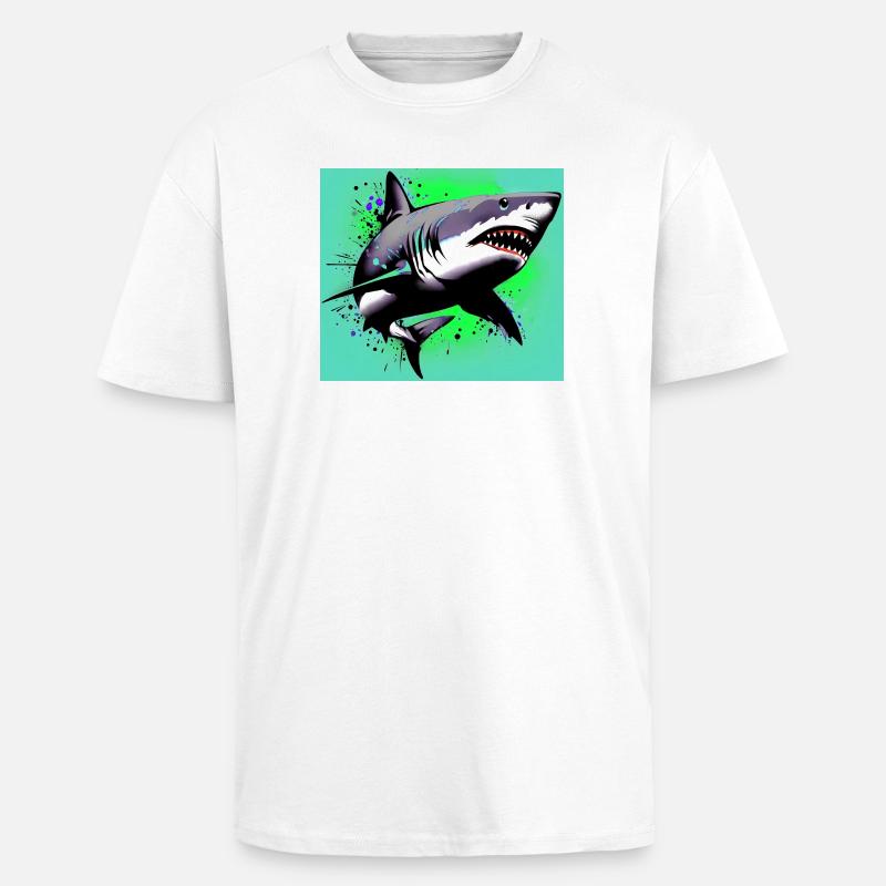 Requin - T-shirt unisexe oversize épais - blanc