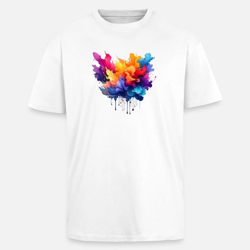 Farbexplosion Farbfluss - Oversized Heavyweight Unisex T-Shirt - Weiß