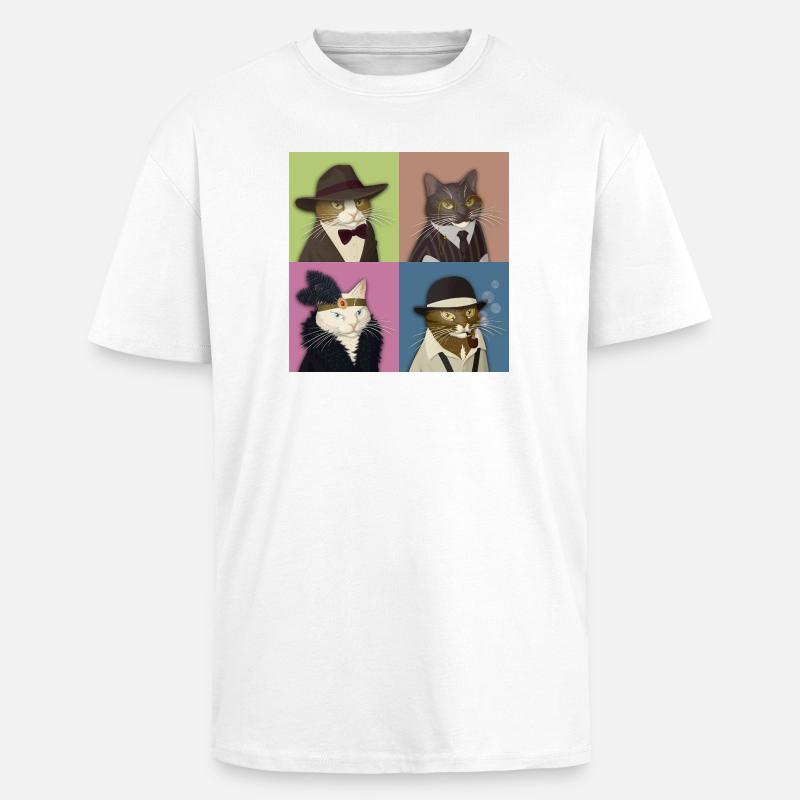 Dapper Cats Quartet - Unisex Oversized Heavyweight T-shirt - white