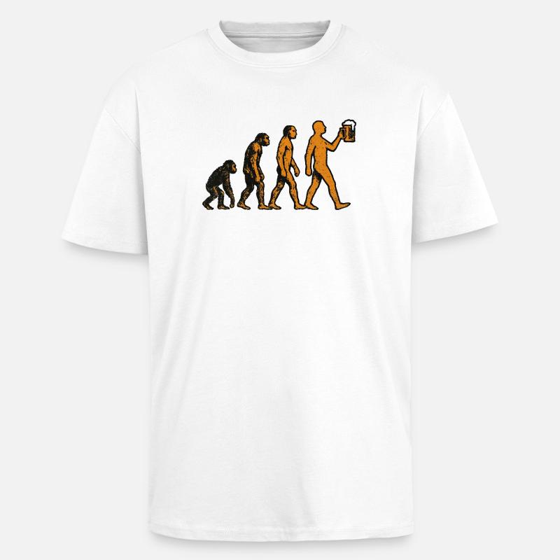 Evolution Bier - Oversized Heavyweight Unisex T-Shirt - Weiß