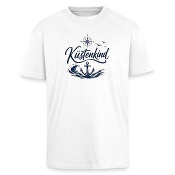 Küstenkind | Maritime Accessories und T-Shirts  - Oversized Heavyweight Unisex T-Shirt - Weiß - Vorne - Alina (178cm) & Michal (187cm)