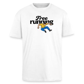 free running parkour - Unisex Oversized Heavyweight T-shirt - white - Front - Alina (178cm) & Michal (187cm)