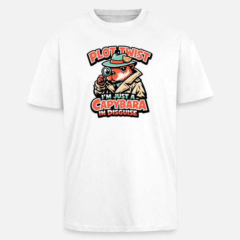 Plot Twist Capybara Detektiv - Oversized Heavyweight Unisex T-Shirt - Weiß