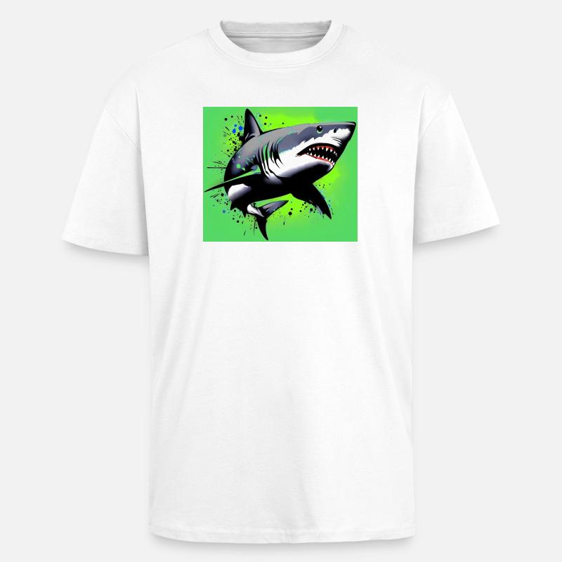 Requin - T-shirt unisexe oversize épais - blanc