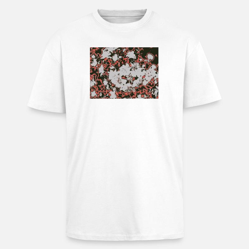 Red Nebula Abstract Pattern - Unisex Oversized Heavyweight T-shirt - white
