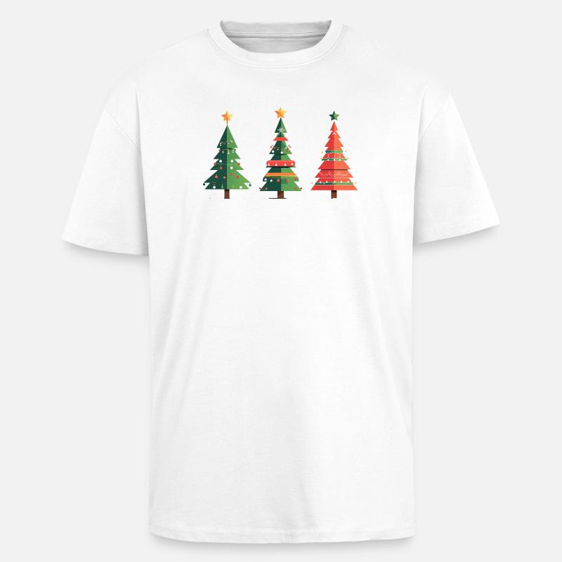 Triple Christmas Tree Pattern - Unisex Oversized Heavyweight T-shirt - white