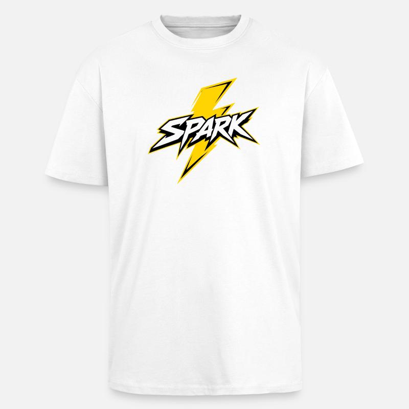 Spark Blitz Comic Logo - Unisex Oversized Heavyweight T-shirt - white