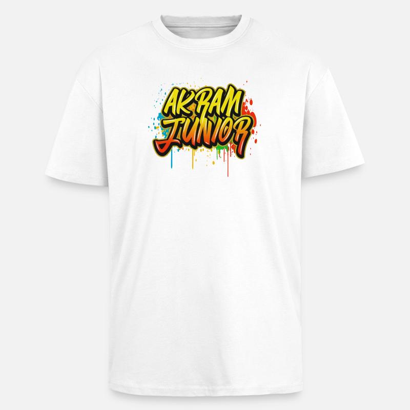 Akram Junior Graffiti - Unisex Oversized Heavyweight T-shirt - white