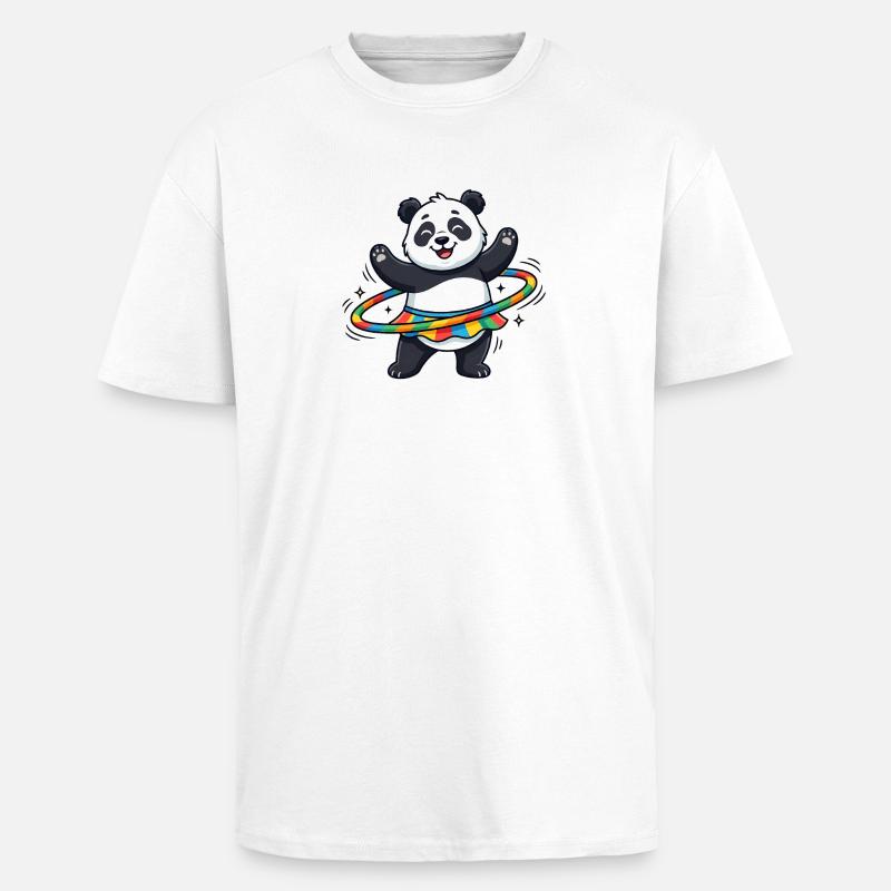 Rainbow Panda Hula-Hoop - Unisex Oversized Heavyweight T-shirt - white