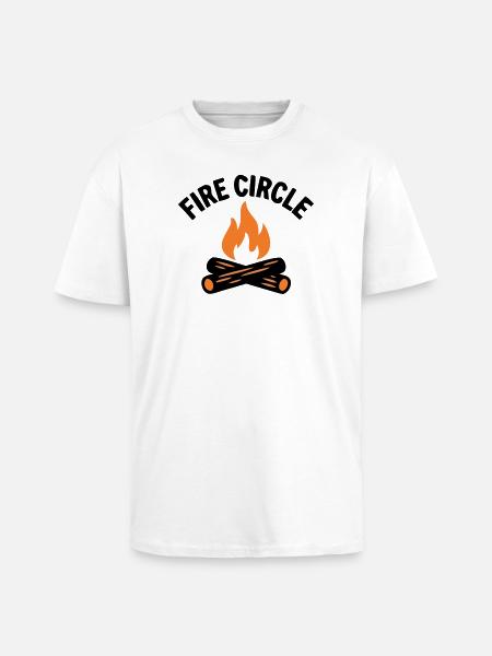 Campfire Fire Pit Camping Boy Scout - Unisex Oversized Heavyweight T-shirt - white