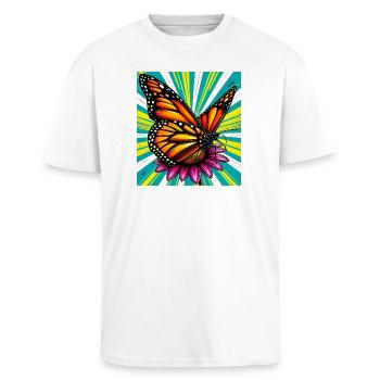 butterfly - Unisex Oversized Heavyweight T-shirt - white - Front - Alina (178cm) & Michal (187cm)