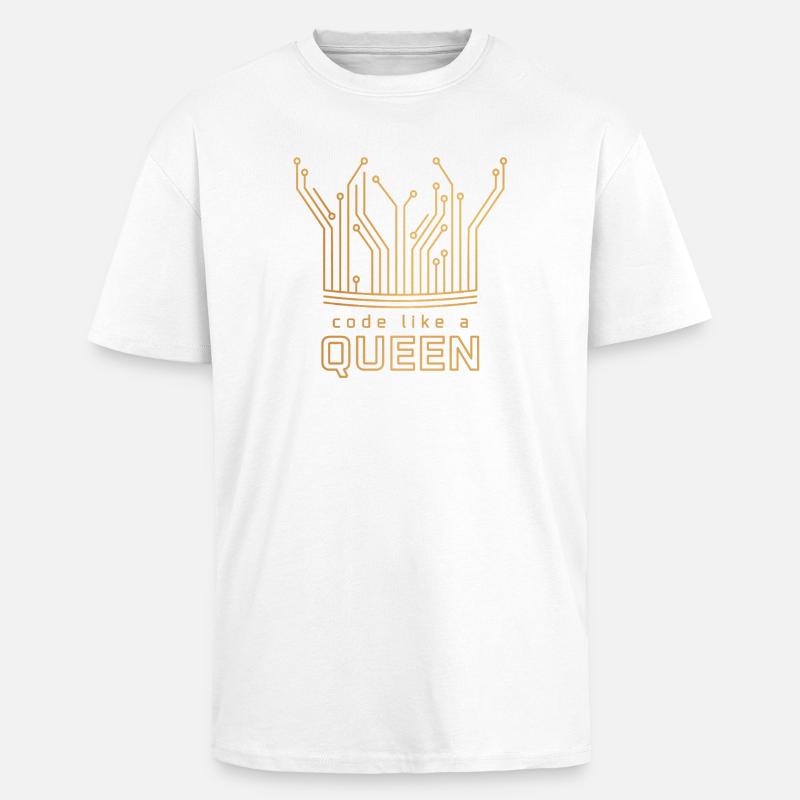 Code Like a Queen - Unisex Oversized Heavyweight T-shirt - white