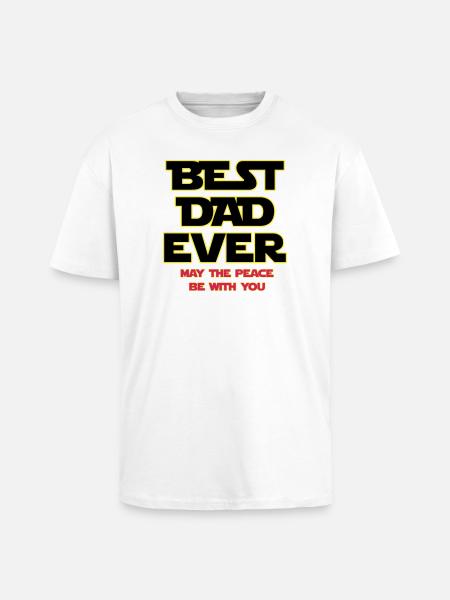 Best Dad Ever Neon Outline - Unisex Oversized Heavyweight T-shirt - white