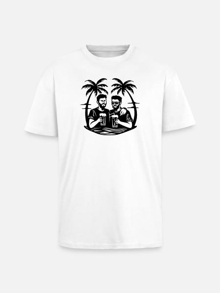 Palm Trees Beach Party - Unisex Oversized Heavyweight T-shirt - white