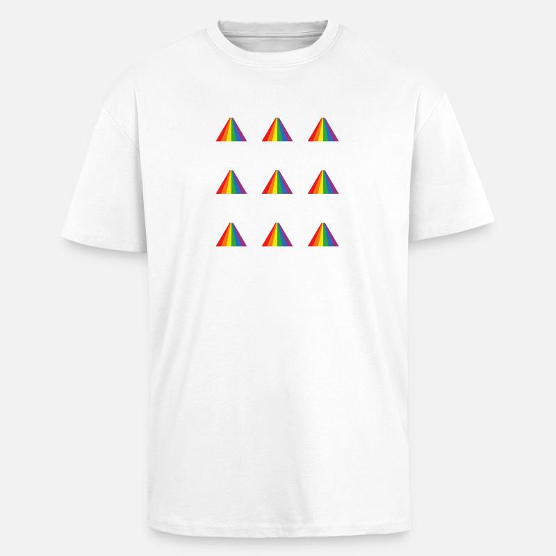 Rainbow Pyramid Pattern - Unisex Oversized Heavyweight T-shirt - white