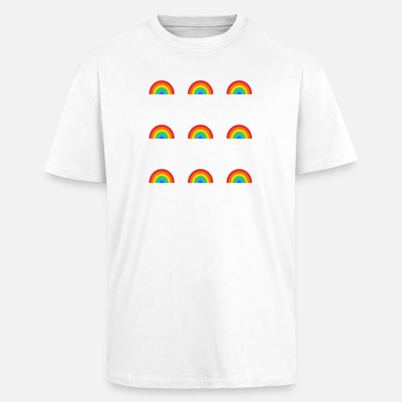 Rainbow Pattern - Happy Pride - Unisex Oversized Heavyweight T-shirt - white