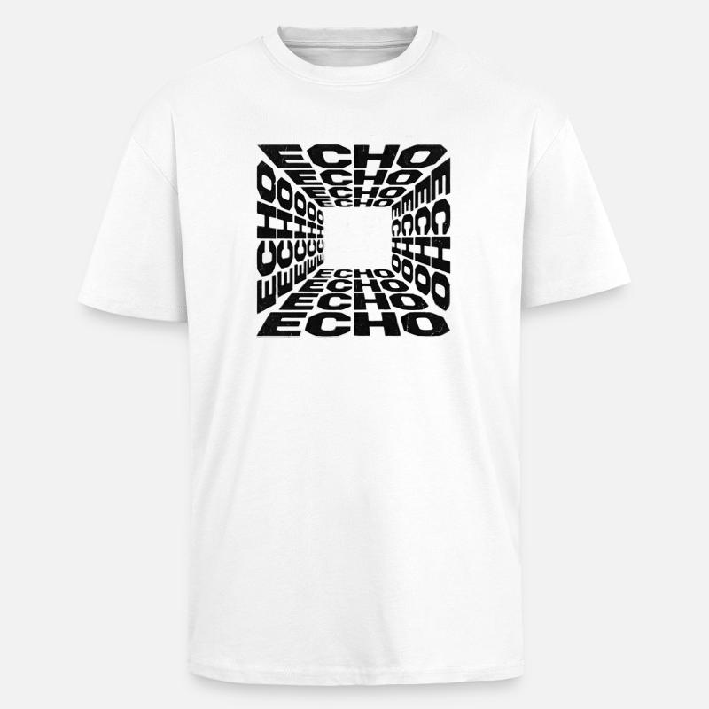 Tunnel Echoes Typographic Pattern - Unisex Oversized Heavyweight T-shirt - white