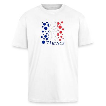 Motif français de points circulaires - T-shirt unisexe oversize épais - blanc - Devant - Alina (178cm) & Michal (187cm)