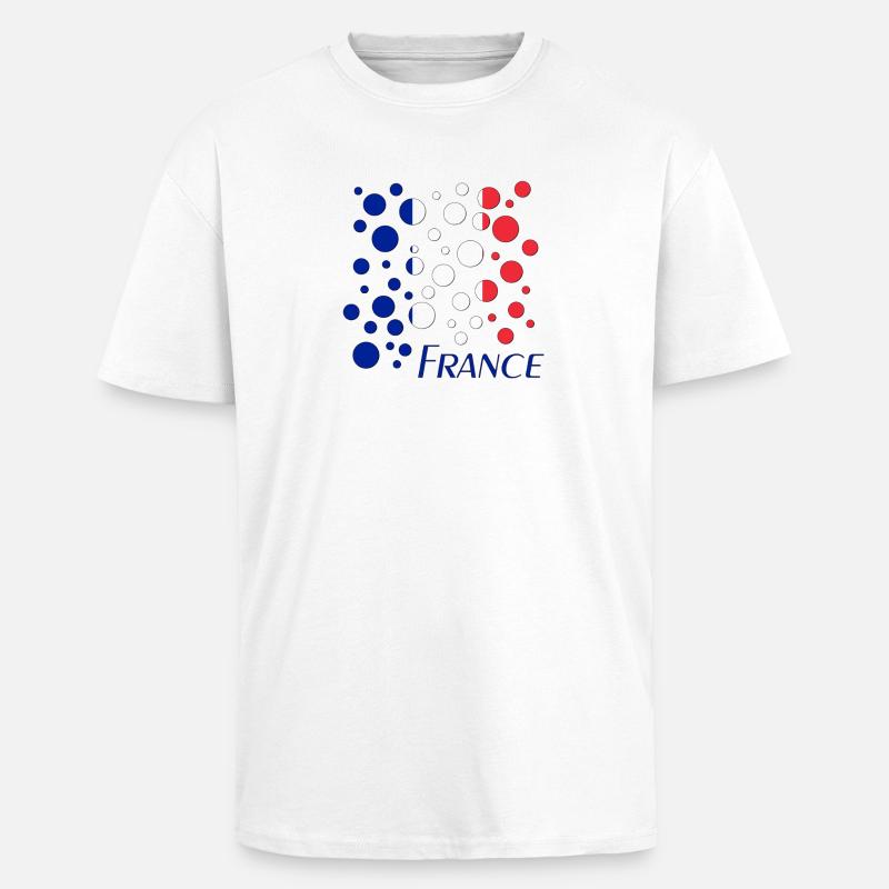 French Circle Dots Pattern - Unisex Oversized Heavyweight T-shirt - white