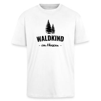 Waldkind im Herzen – Draußen zuhause - Oversized Heavyweight Unisex T-Shirt - Weiß - Vorne - Alina (178cm) & Michal (187cm)