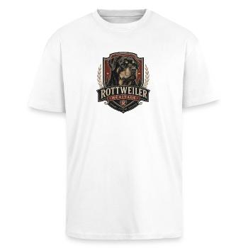 Rottweiler Heritage Wappen - Oversized Heavyweight Unisex T-Shirt - Weiß - Vorne - Alina (178cm) & Michal (187cm)
