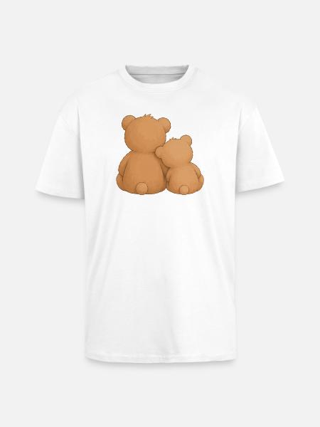 Cuddly Bears Friendship Cohesion Animal Motif - Unisex Oversized Heavyweight T-shirt - white
